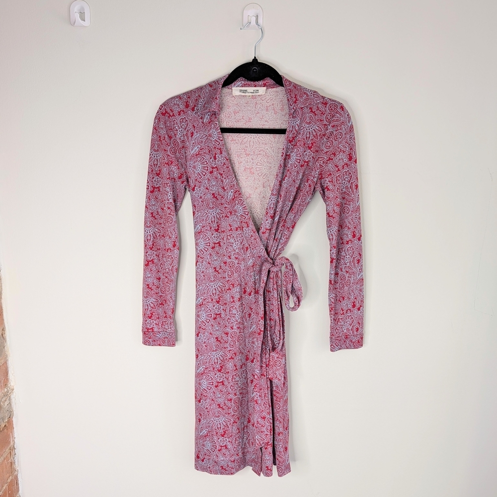Diane von Furstenberg DVF long-sleeve silk wrap dress size 2